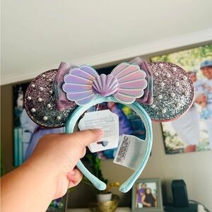 Disney Iridescent Seashell Minnie Ears - Purple and Aqua